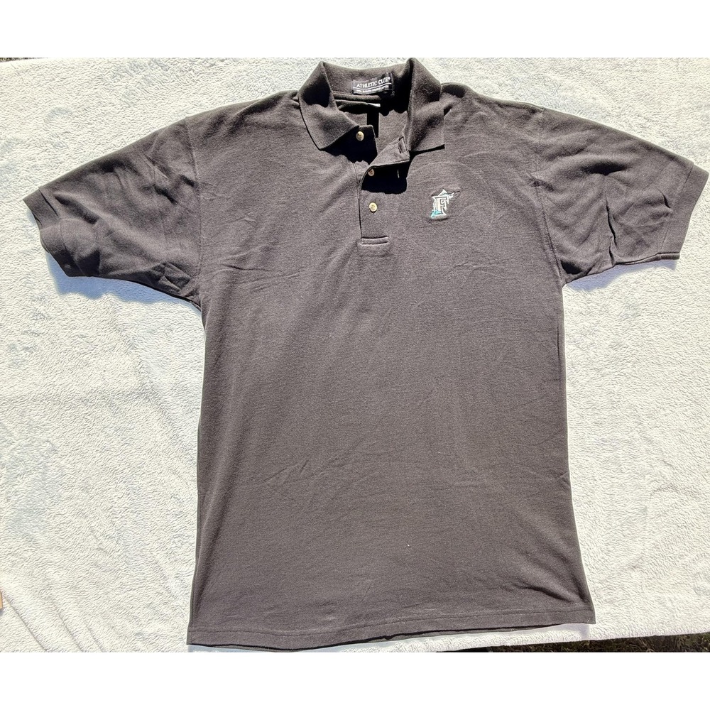 Athletic Club Polo Shirt Mens XL Gray Cotton Embroidered State Logo Casual